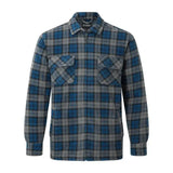 Blue and gray plaid fort portman shacket navy with zipper front chest pockets and cozy sherpa fleece lining
