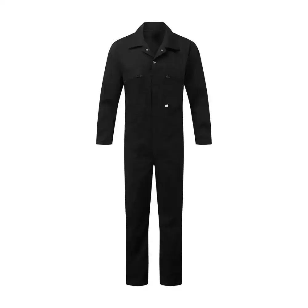 Fort zip front coverall black with collar and front pockets designed for hardworking environments in black finest overalls