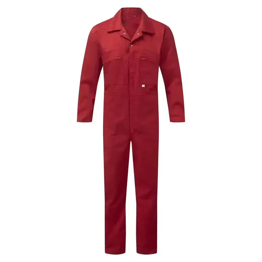 Fort zip front coverall red with collar and front pockets designed for hardworking environments in red finest overalls