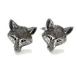 Silver fox head cufflinks with textured detailed fur and pointed ears perfect as elegant head cufflinks accessory