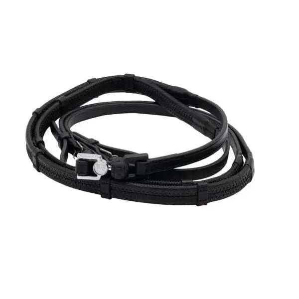 Black leather wrap bracelet with silver clasp for Vincitore Libre Reins and safety reins