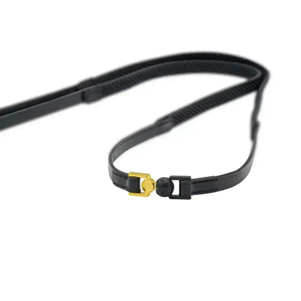 Black leather strap with gold-tone buckle and quick-release connector for vincitore original reins with soft bio-grip technology