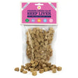 Freeze-dried dog training treats raw beef liver in pink and white packaging gently freeze-dried for raw feeding