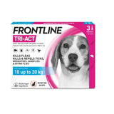 Pink and white frontline tri-act spot-on solution for dogs with unique formula that kills disease-carrying parasites faster