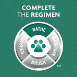 Green and silver furminator bathing brush with paw print divided into bath desheed and brush sections loosens pet hair and promotes shiny coats