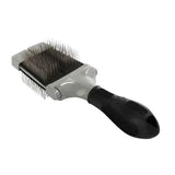 Furminator slicker brush black and silver pet grooming brush with textured grip handle for surface mats and pulling brush design