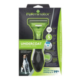 Green and black furminator undercoat deshedding tool for short hair dog designed for small breeds