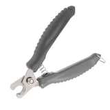 Gray plastic handled furrish nail clippers with metallic blades and spring for trimming your dog’s nails regularly