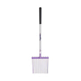 Fynalite funky fork purple metal rake with trendy purple head and telescoping black grip for easy gardening use