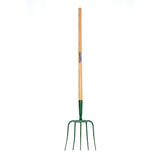 Green metal fynalite hay fork with 5 prong ash handle made from best quality forged materials for garden use