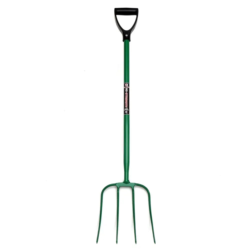 Fynalite Hi-Strength Manure Fork 4 Prong D-Grip 32" Green Forks Barnstaple Equestrian Supplies