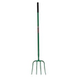 Fynalite hi-strength manure fork with green metal tines and black high tensile steel grip handle for heavy duty use