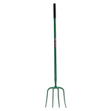 Fynalite hi-strength manure fork with green metal tines and black high tensile steel grip handle for heavy duty use