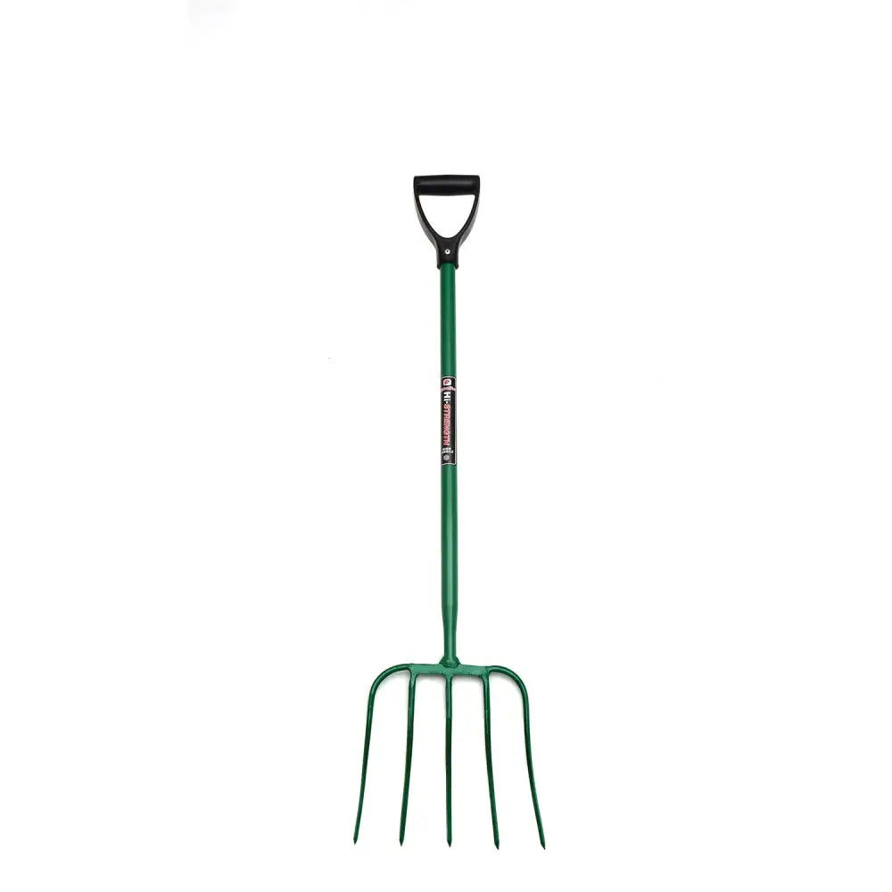 Fynalite Hi-Strength Manure Fork 5 Prong D-Grip 32" Green Forks Barnstaple Equestrian Supplies