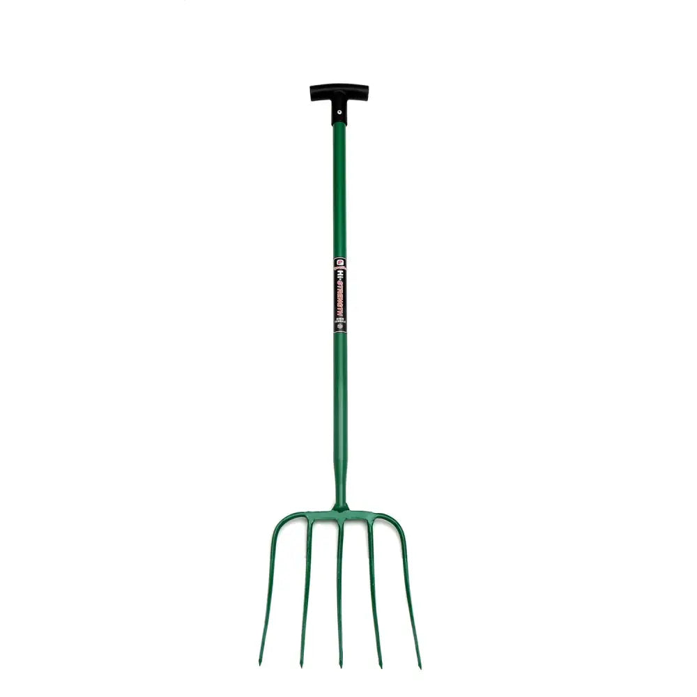 Fynalite Hi-Strength Manure Fork 5 Prong T-Grip 32" Green Forks Barnstaple Equestrian Supplies