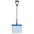 Fynalite junior shavings fork with blue plastic head, black d grip handle, and silver metal shaft for easy shavings cleanup