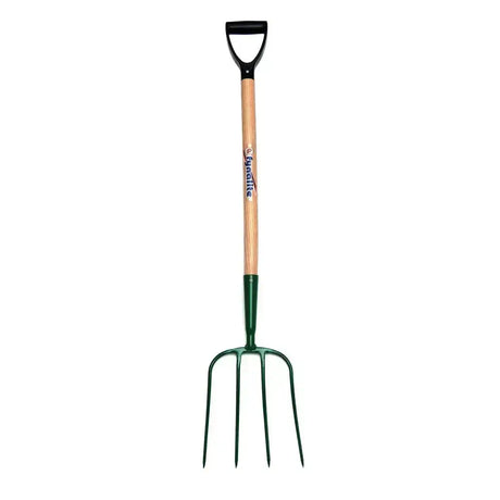 Green fynalite manure fork with 4 prong ash handle d-grip and quality forged high carbon metal for sturdy garden use
