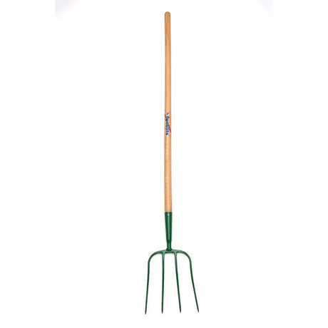 Green fynalite manure fork with 4 prong ash handle and best quality forged metal garden fork head