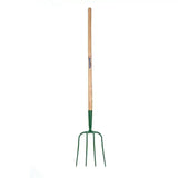 Fynalite manure fork with green metal 4 prong and light brown prong ash handle best quality forged design