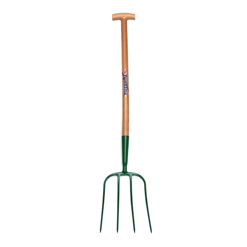 Fynalite Manure Fork 4 Prong T-Grip Ash Handle 32" Green Forks Barnstaple Equestrian Supplies