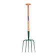 Fynalite Manure Fork 5 Prong Ash Handle T-Grip 32" Green Forks Barnstaple Equestrian Supplies