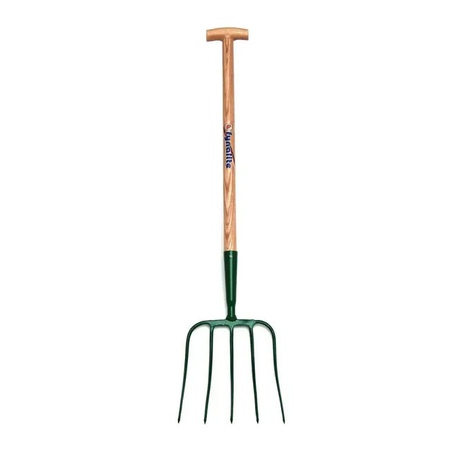 Fynalite Manure Fork 5 Prong Ash Handle T-Grip 32" Green Forks