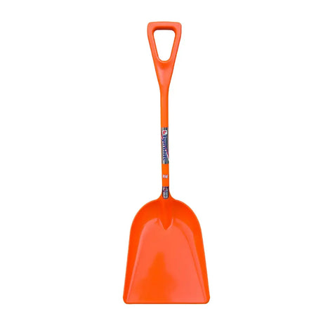 Bright orange poly orange opd yard shovel poly with d-shaped handle and smooth glossy finish for easy digging