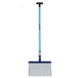 Fynalite pellet master stable fork garden rake with 16 metal tines light and dark blue and black handle