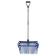 Fynalite plastic shavings fork cage xlcd with blue plastic rake head silver metal handle and black d-shaped grip