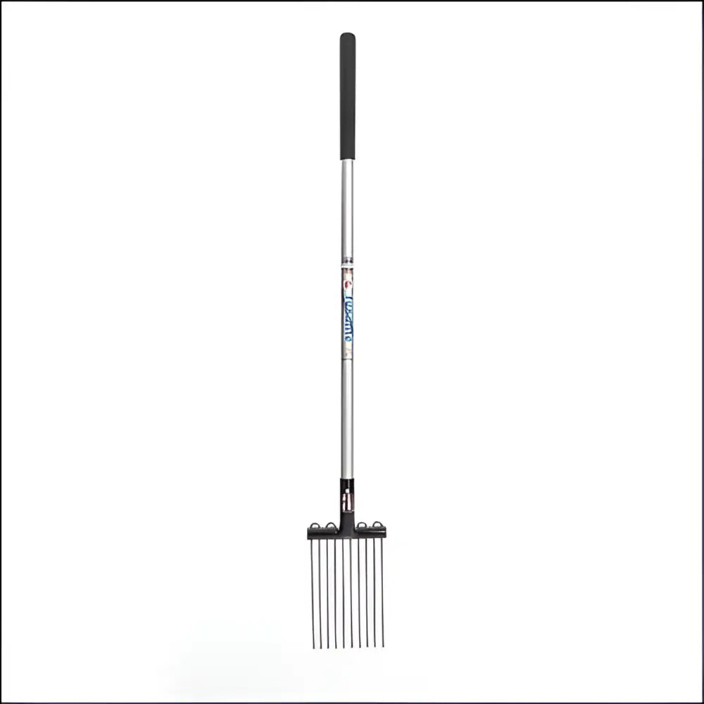 Fynalite rake black and silver garden fork with softex grip padded handle for easy digging and scooping