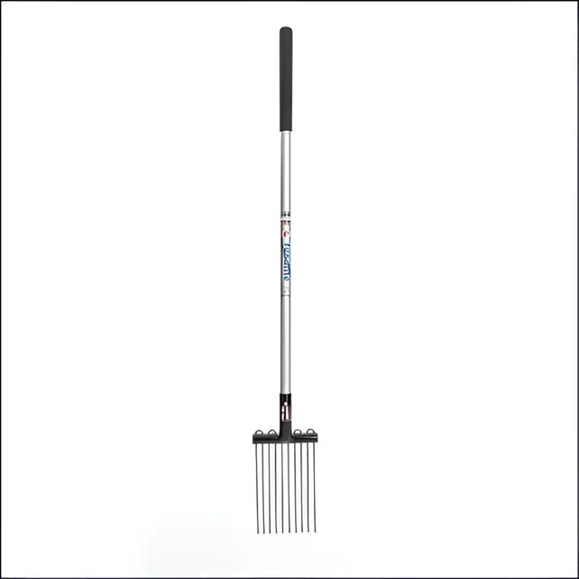 Fynalite rake black and silver garden fork with softex grip padded handle for easy digging and scooping