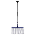 Fynalite rubber matting fork with blue rubber rounded tines and silver metal handle with black grip for shavings forks use