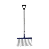 Fynalite rubber matting fork with blue plastic rounded tines metal shaft and black handle for shavings forks use