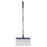Fynalite rubber matting fork with blue plastic handle and silver shaft ideal for wet bedding and matting fork straight tasks