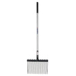 Black metal fynalite shavings fork long with silver aluminium handle and black grip for wood chip handling