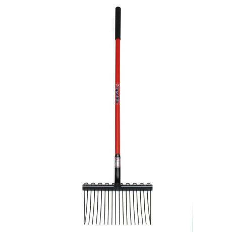 Red and black metal fynalite shavings fork long handle with sturdy handle for wood chip and shavings fork long use