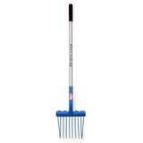 Fynalite shavings fork mini mucka fork with blue plastic rake head silver metal handle and black grip for kids mini mucka tasks
