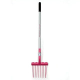 Pink metal fynalite shavings fork mini mucka fork with black grip handle and silver shaft for kids mini mucka tasks
