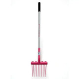 Fynalite shavings fork pink metal mini mucka fork with black grip handle and silver shaft for kids mini mucka use