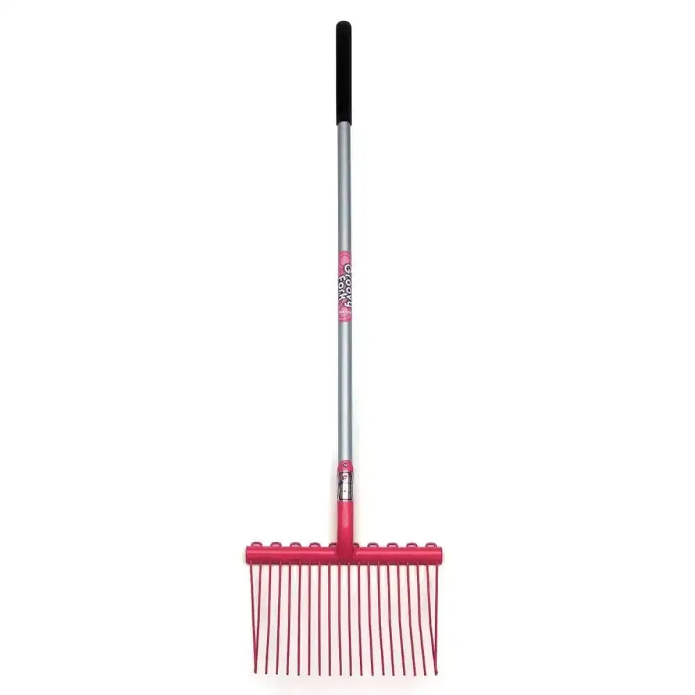 Fynalite shavings forks funky shavings fork with pink plastic rake silver metal handle and black grip for seniors