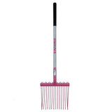 Pink plastic funky stable fork with black grip silver handle fynalite shavings forks groovy junior by graze