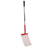 Red and silver metal horse rake with black grip handle for fynalite skip and scoop spare rake use