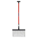 Red and black fynalite super lite shavings fork with sturdy handle and metal tines for easy lightweight fynalite super use