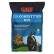 Black and blue bag of Gain 12% competition mix horse feed for medium work balanced nutrition