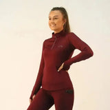 Gallop Base Layer Long Sleeve Zipped Neck Burgundy X Small Base Layers