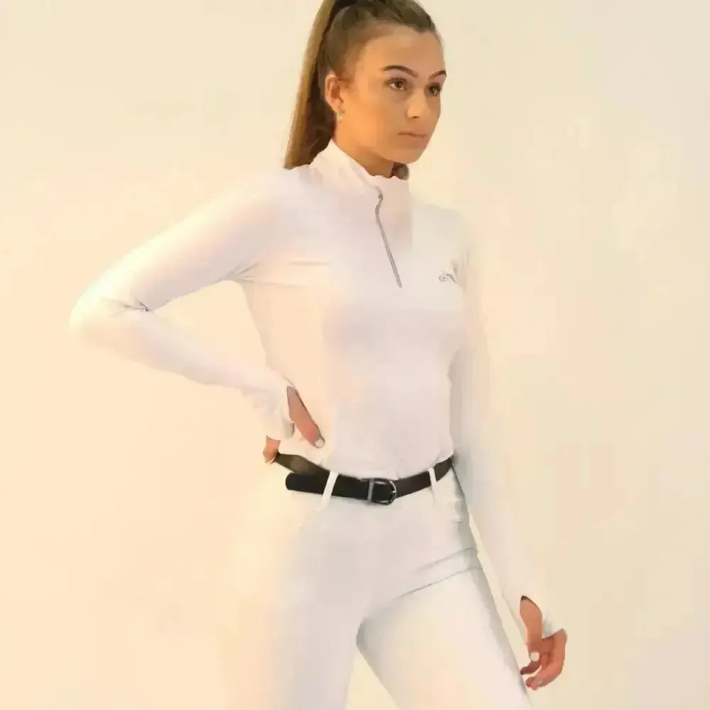 Gallop Base Layer Long Sleeve Zipped Neck White X Small Base Layers