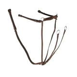Brown leather gallop breast plate martingale with metal rings and fully adjustable neck straps for horses