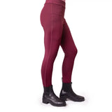 Maroon gallop children’s silicone knee riding tights with perforated ventilation panels and high-waisted design