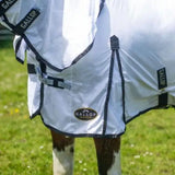 White gallop essential combo fly rug with black trim and adjustable straps for horse fly protection