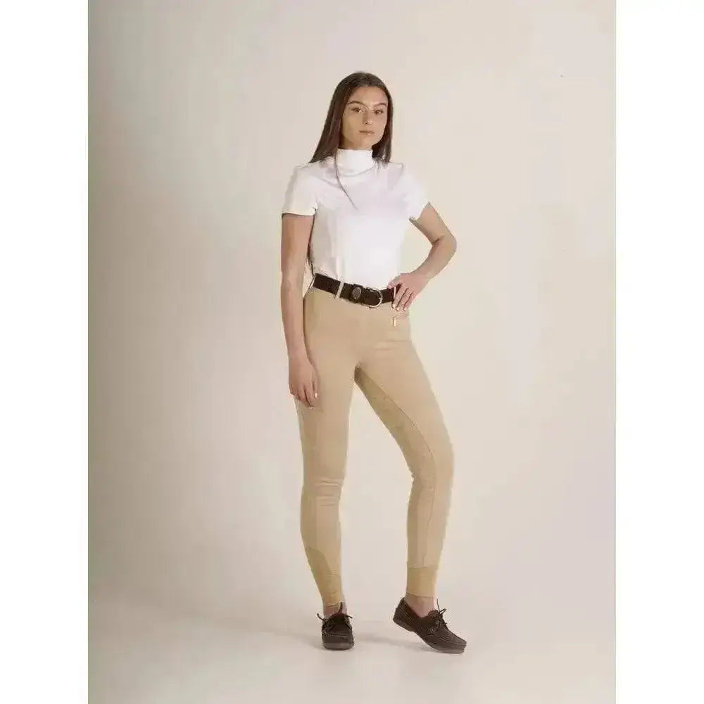 Beige gallop full silicone seat breeches with smooth fit, subtle stitching, and elasticated ankle cuffs riding breeches